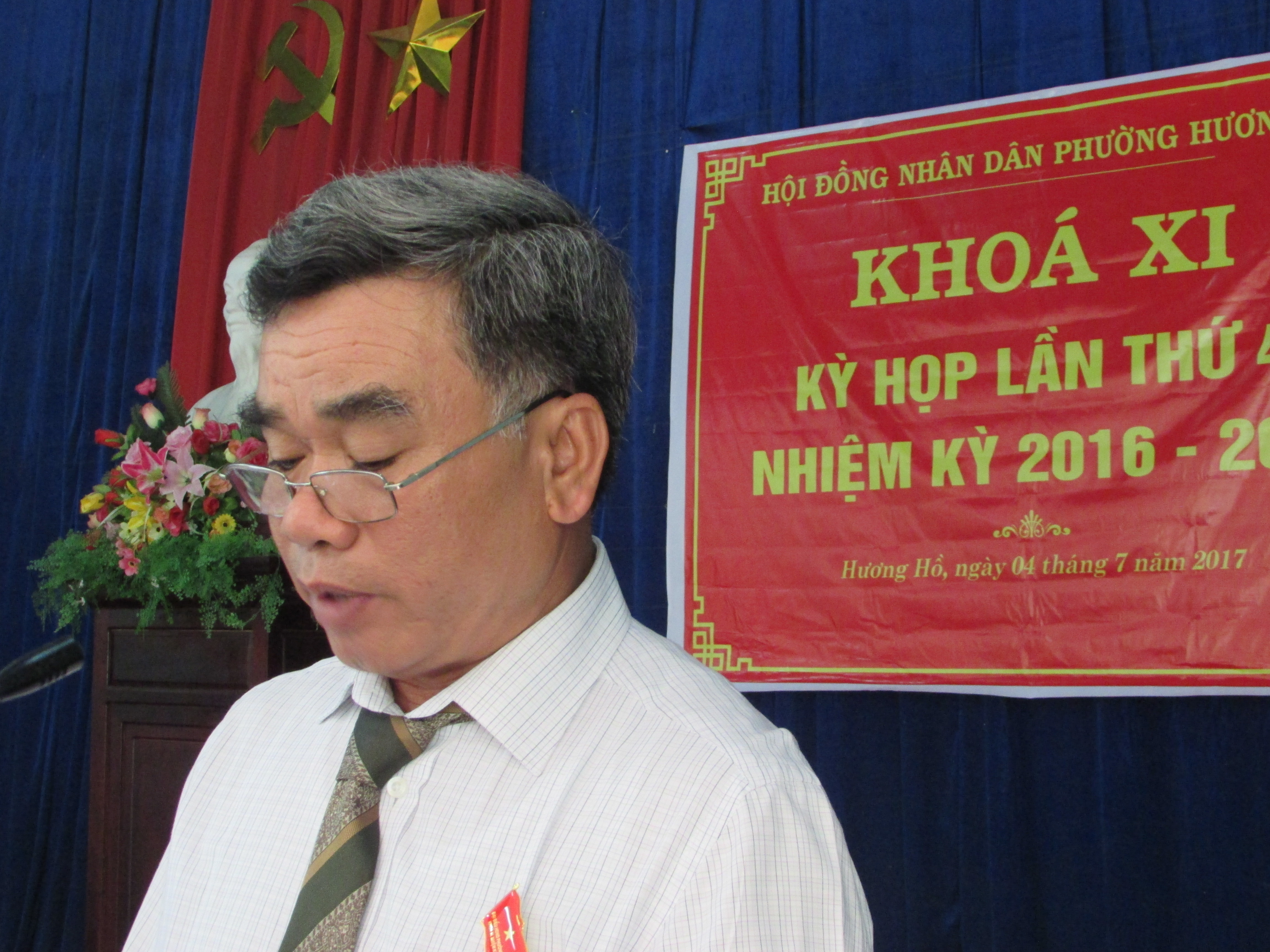 Đồng chí Lê Công Phước - Bí Thư Đảng ủy, Chủ tịch HĐND phường phát biểu Khai mạc
